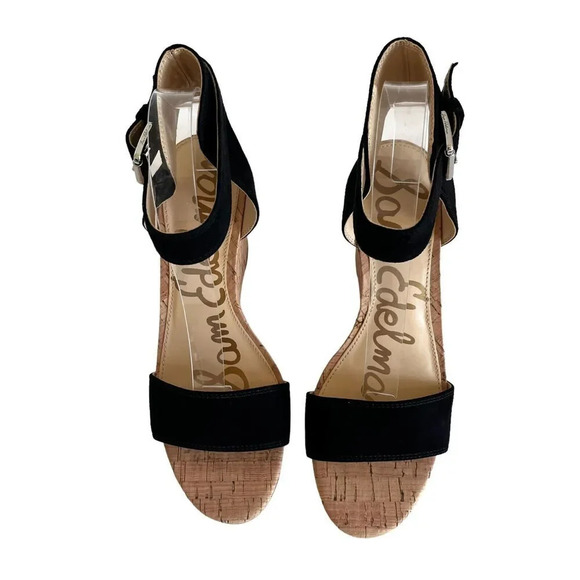 Sam Edelman Womens Willow Suede Wedge Sandal Size 8M Black New without Box - Picture 5 of 11